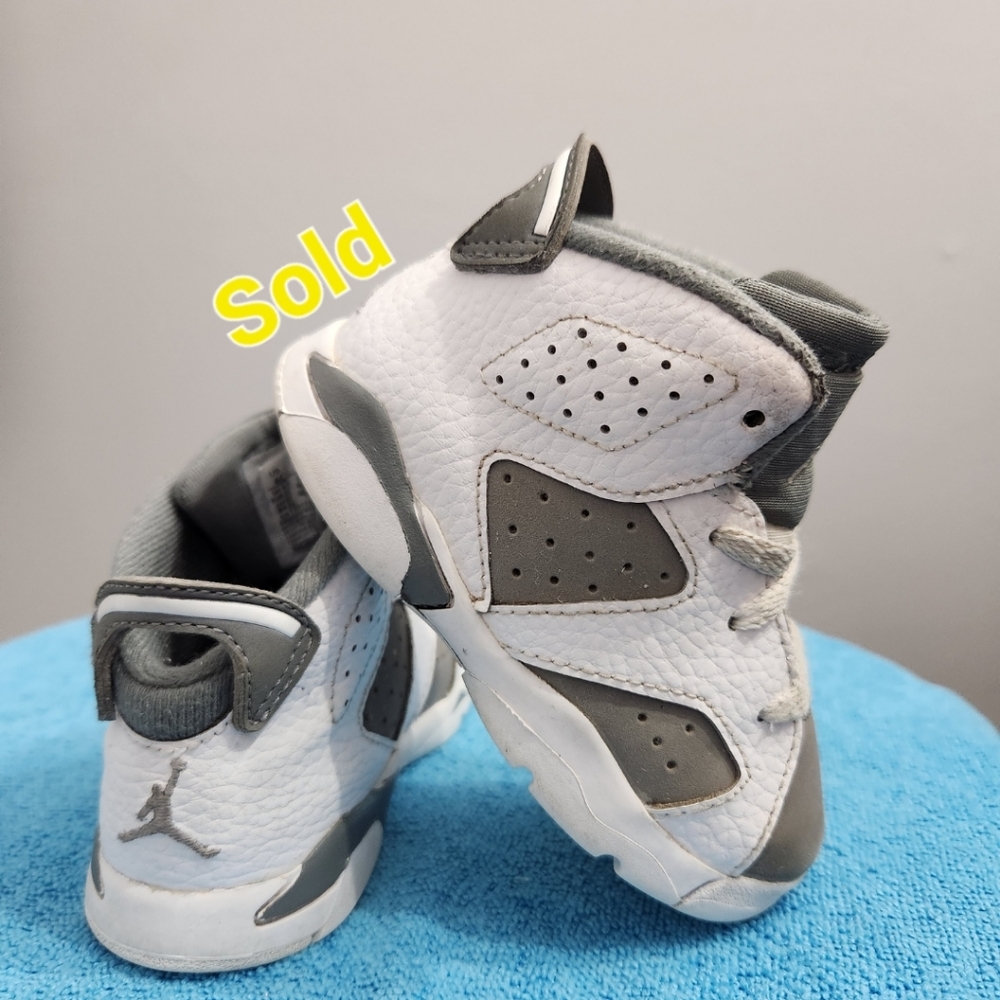 SOLD! Nike Air Jordan Retro 6 Cool Grey TD Toddler Size 6C Sneaker White Gray